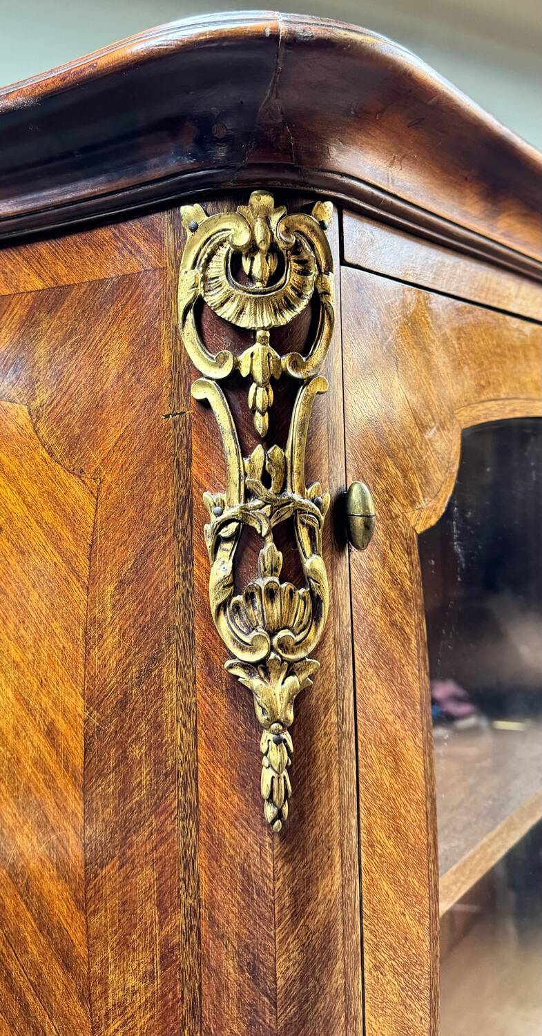 Louis xv style marquetry glass bookcase xix eme century