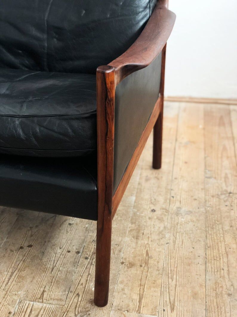 Danish leather and Rosewood armchair
