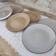 Lot de 6 assiettes à dessert en faïence van well en camaïeu de brun, ocre et gris, liseré brossé