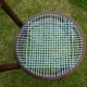 Chair with blue wire braided seat