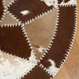 Vintage round cowhide rug 70