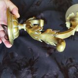 Bronze wall light with opaque glass tulip 1900