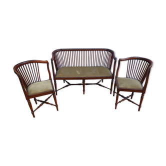 Salon ancien banquette et 2 fauteuils