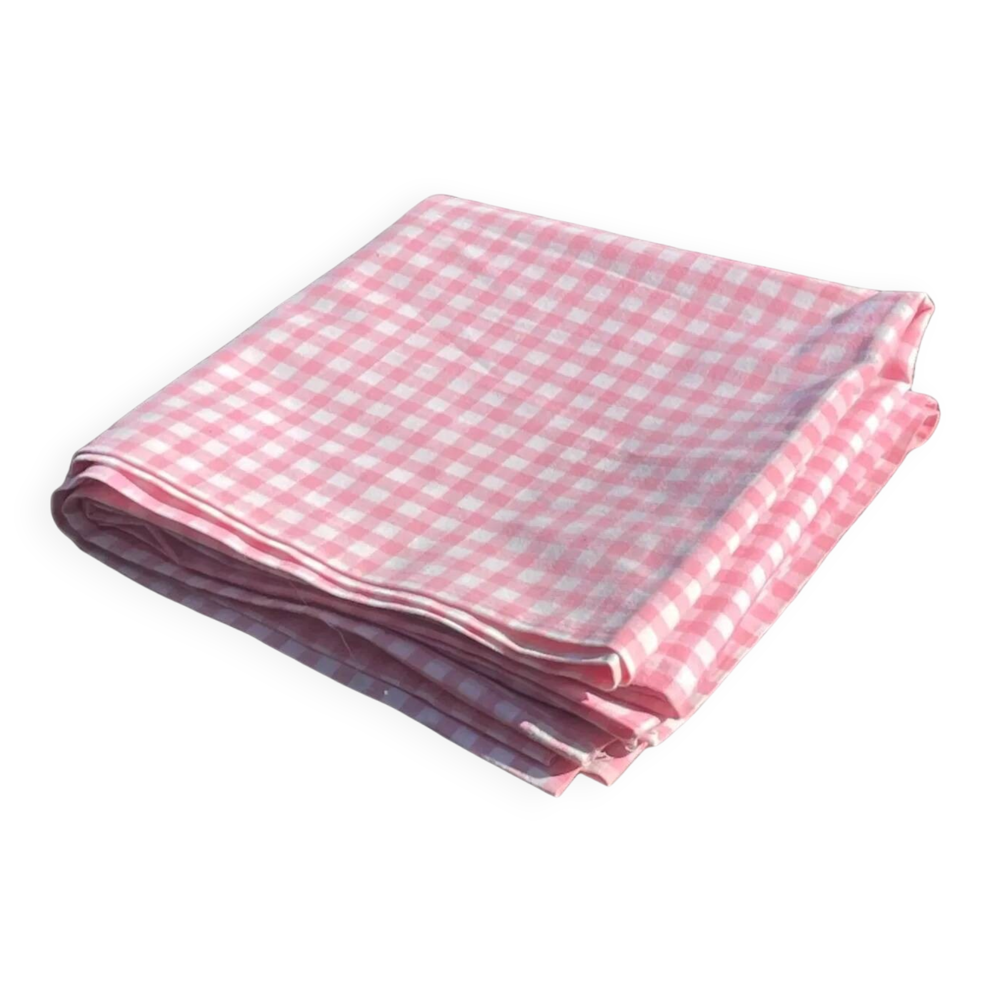 Pink checked cotton bolster cover