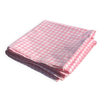 Taie de traversin en coton vichy rose