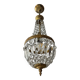 Lustre Montgolfière à pampilles de cristal et laiton