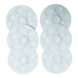 Set of 6 white oyster plates, Longchamp