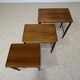Set of 3 Scandinavian nesting tables in teak – 1960s