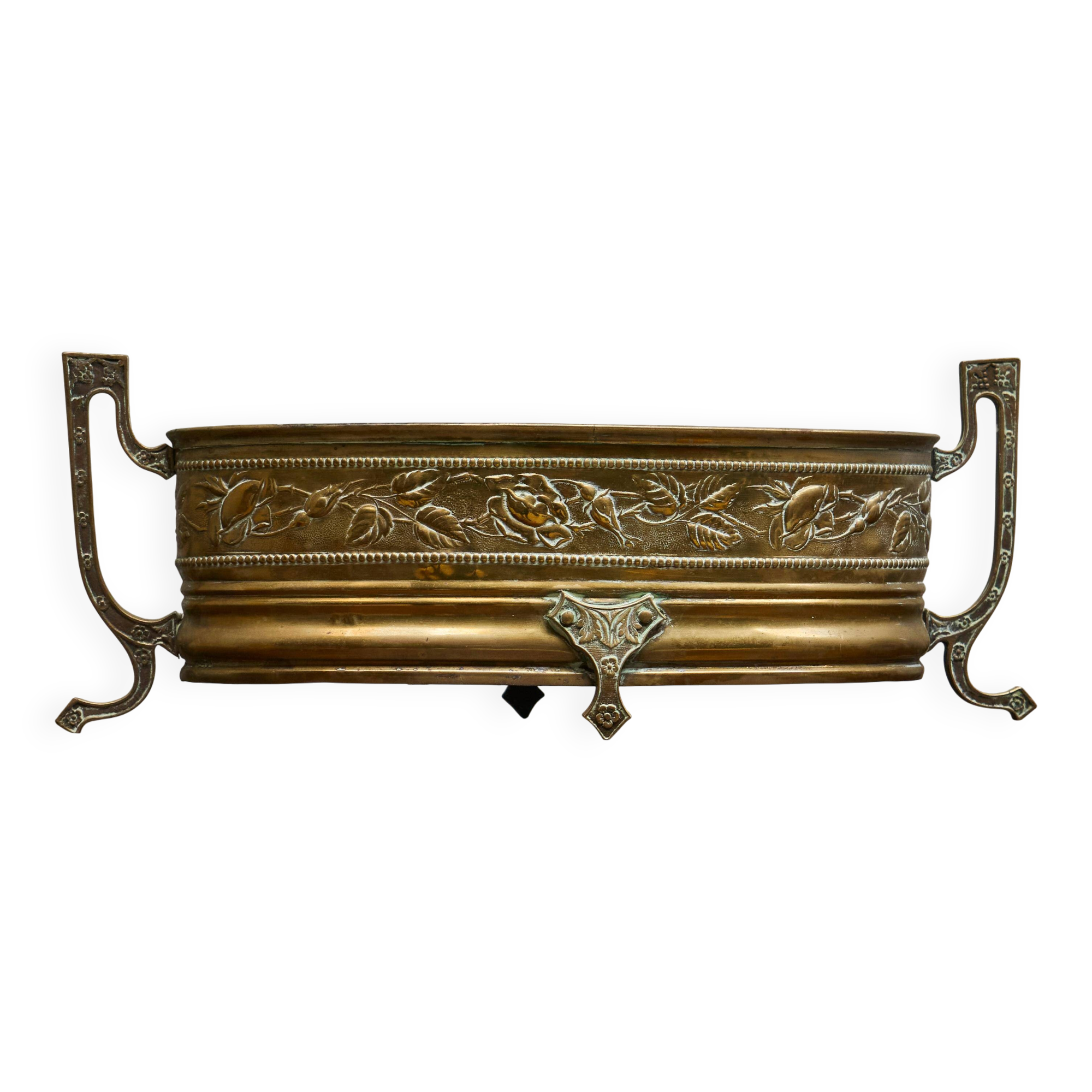 Neoclassical cache-pot in patinated brass, 19th century.