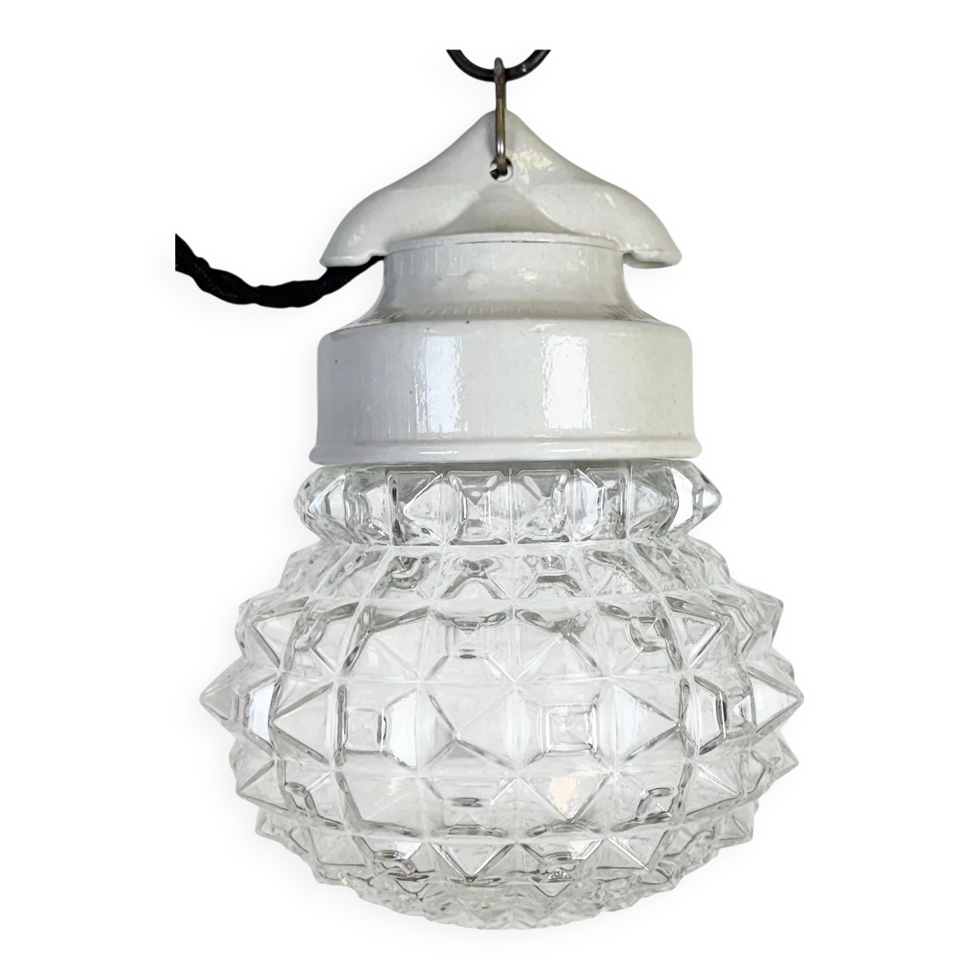 Vintage White Porcelain Pendant Light, 1970s