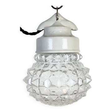 Suspension en porcelaine blanche vintage, années 1970