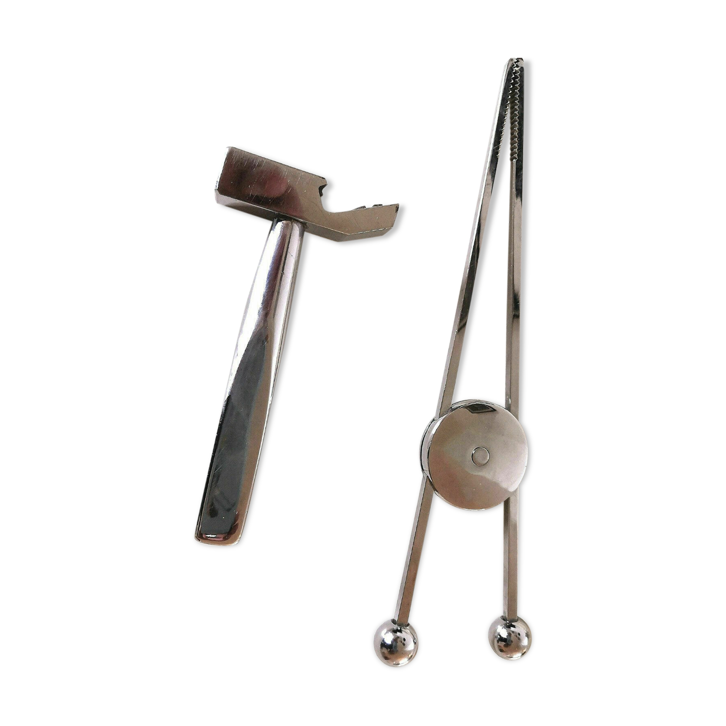 Ice pliers and ice hammer by Jacques Adnet