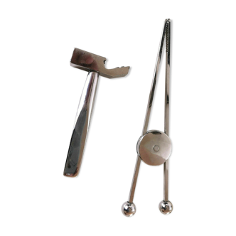 Ice pliers and ice hammer by Jacques Adnet