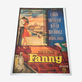 Poster of old cinema, entoilee, 120 x 160 fanny 1962 with leslie caron, m. chevalier