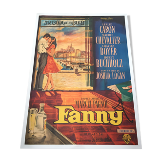 Affiche de cinema ancienne entoilé 120 x 160 fanny 1962 avec leslie caron, m. chevalier