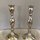 Twisted candlesticks in silver brass early twentieth century