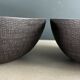 Pair of black lacquered metal catchall bowls