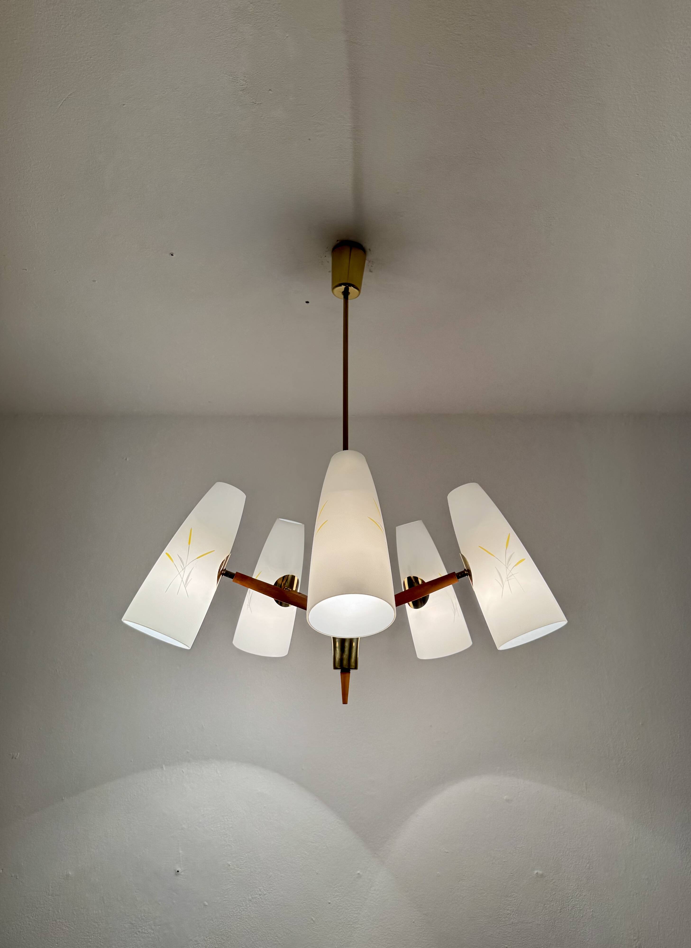 Austrian Brass Chandelier by Rupert Nikoll