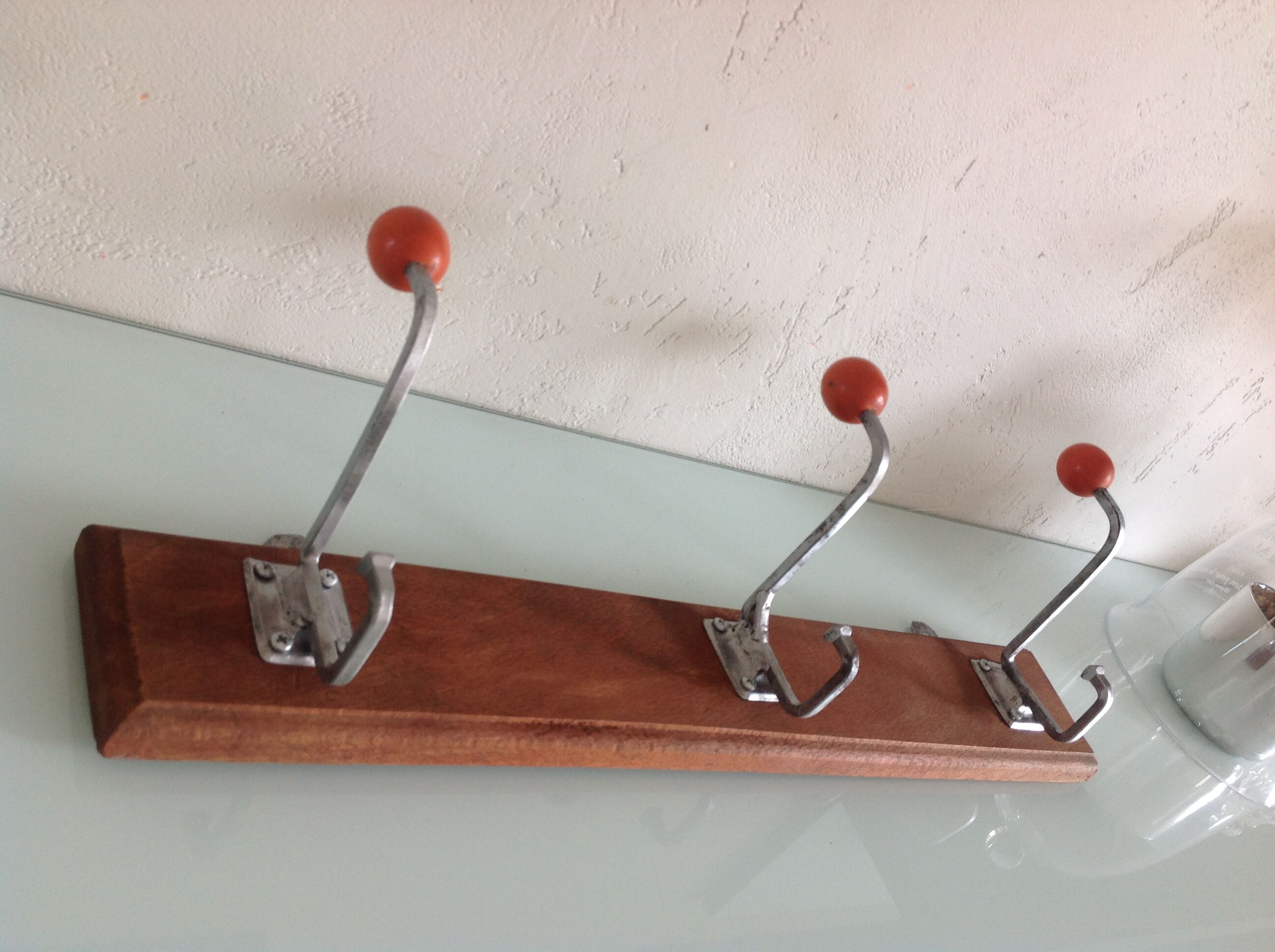 Patère à 3 têtes boules orange / vintage années 50- 60