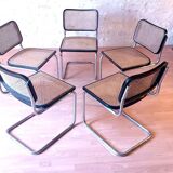 Set of 5 B32 Cesca chairs black lacquer by Marcel Breuer 80s Made in Italy