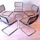 Set de 5 chaises B32 Cesca laque noire par Marcel Breuer années 80 Made in Italy