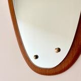 Vintage triangular wall mirror teak frame