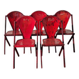 Set of 5 François Caruelle metal chairs