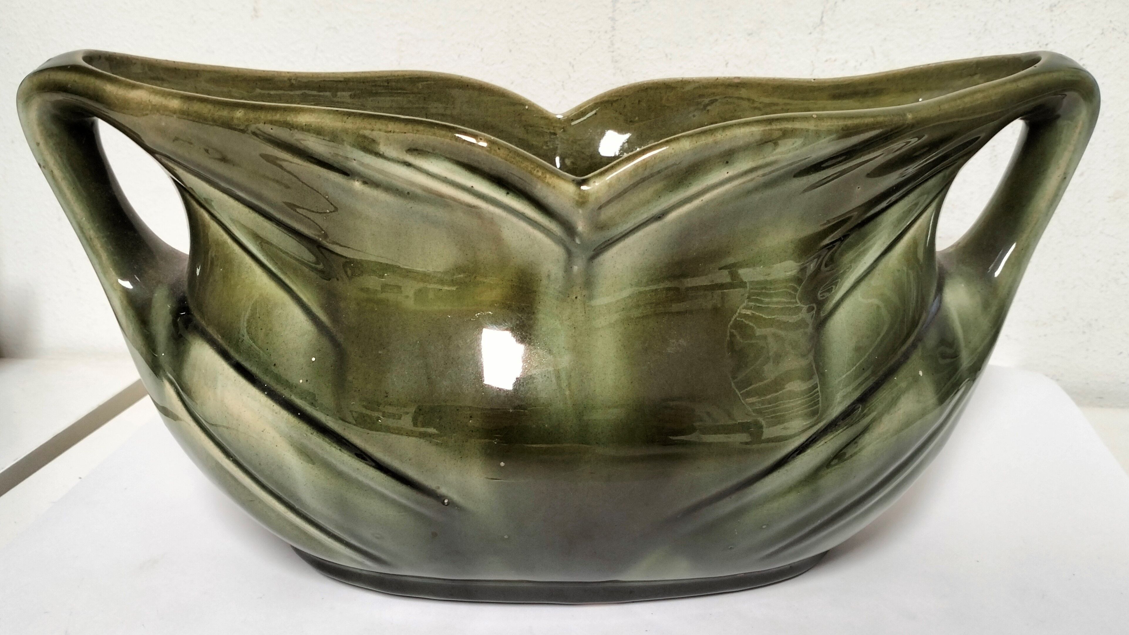 Old art nouveau earthenware planter