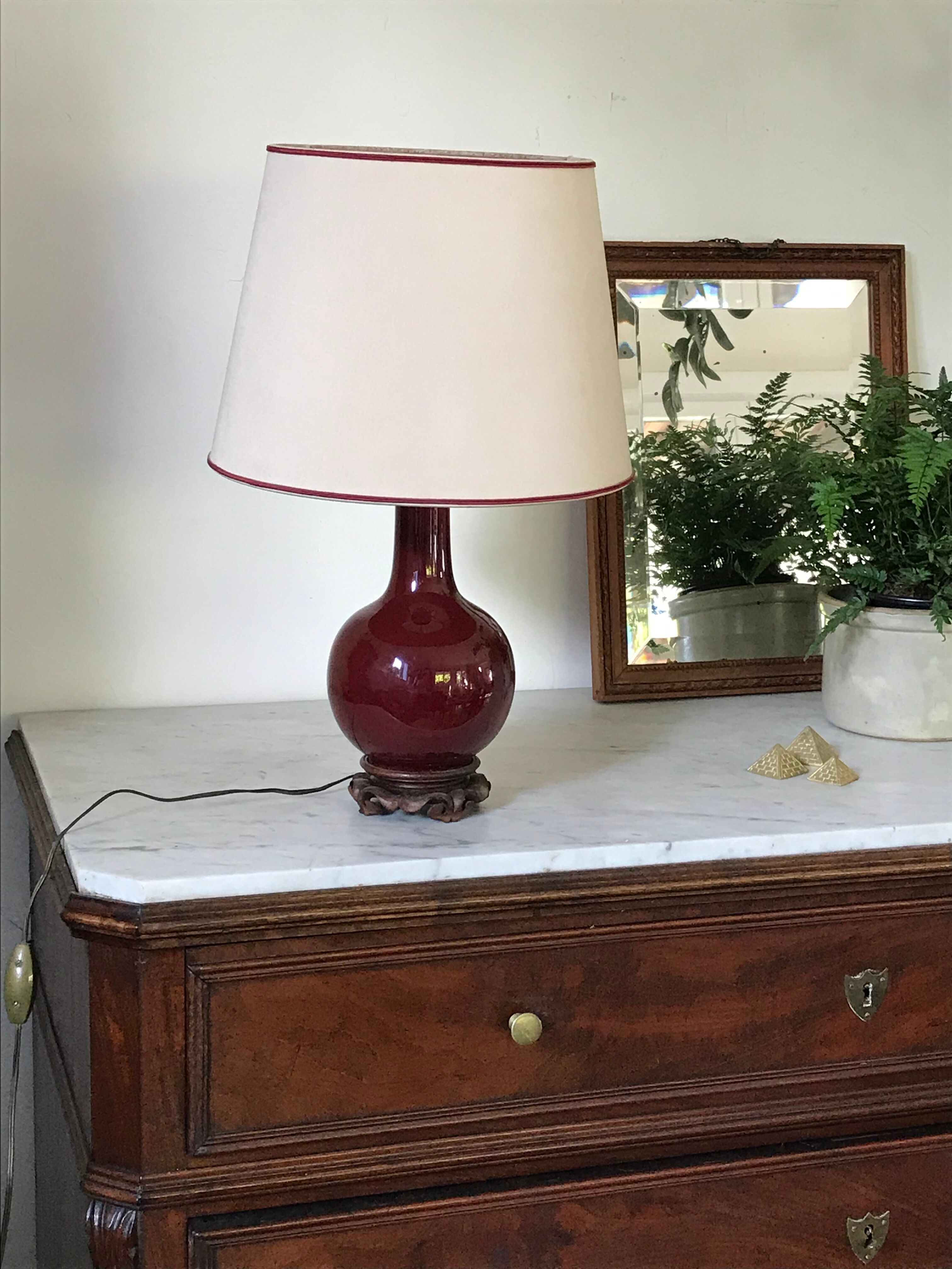 Vintage enamelled porcelain lamp
