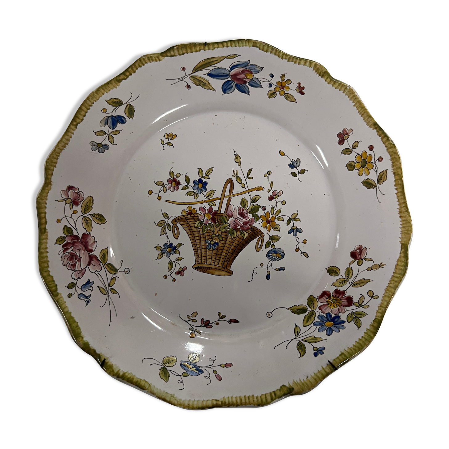 Decorative porcelain plate with hanging signed VP