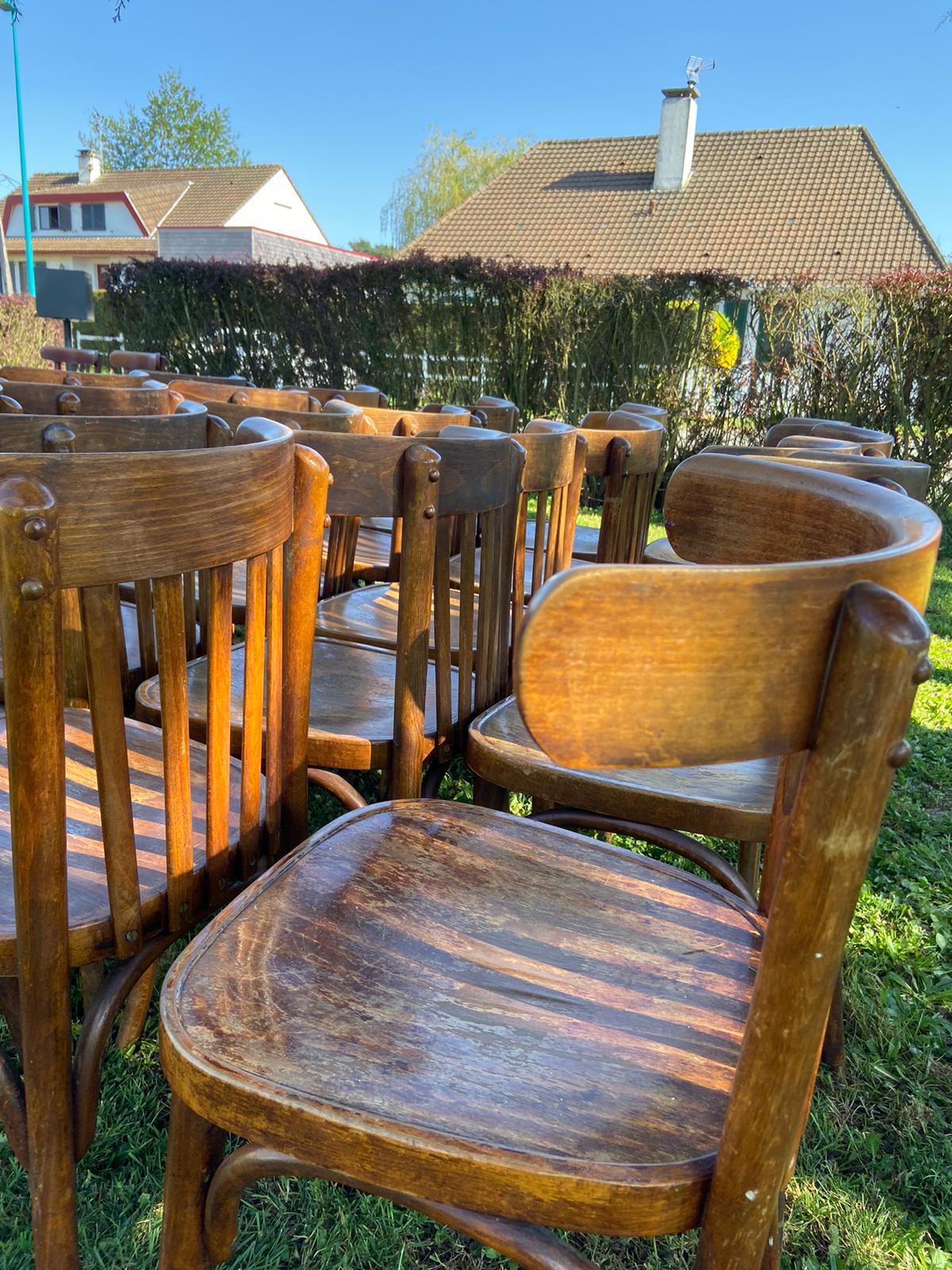 Lot of 20 old bistro chairs