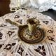 Hand candle holder medieval style solid brass twentieth century