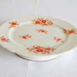 Plat à gateau sur pied fleurs orange