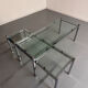 2 large nesting coffee tables in chrome and glass, 1970s design.