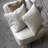 Cushion in linen white polka dots 40 x 40 cm