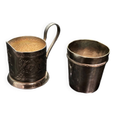 Two silver-plated glasses