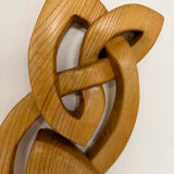 Twisted solid wood sculpture, vintage 1970s design.