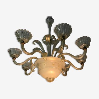 Murano glass chandelier circa 1940 with 8 arms of light