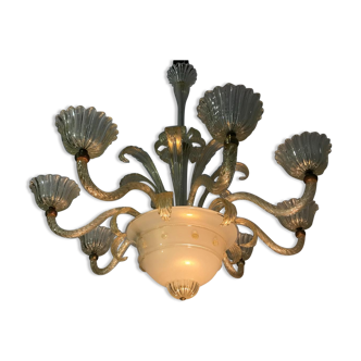 Murano glass chandelier circa 1940 with 8 arms of light