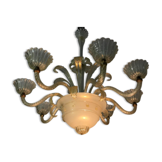 Lustre en verre de murano circa 1940 à 8 bras de lumière