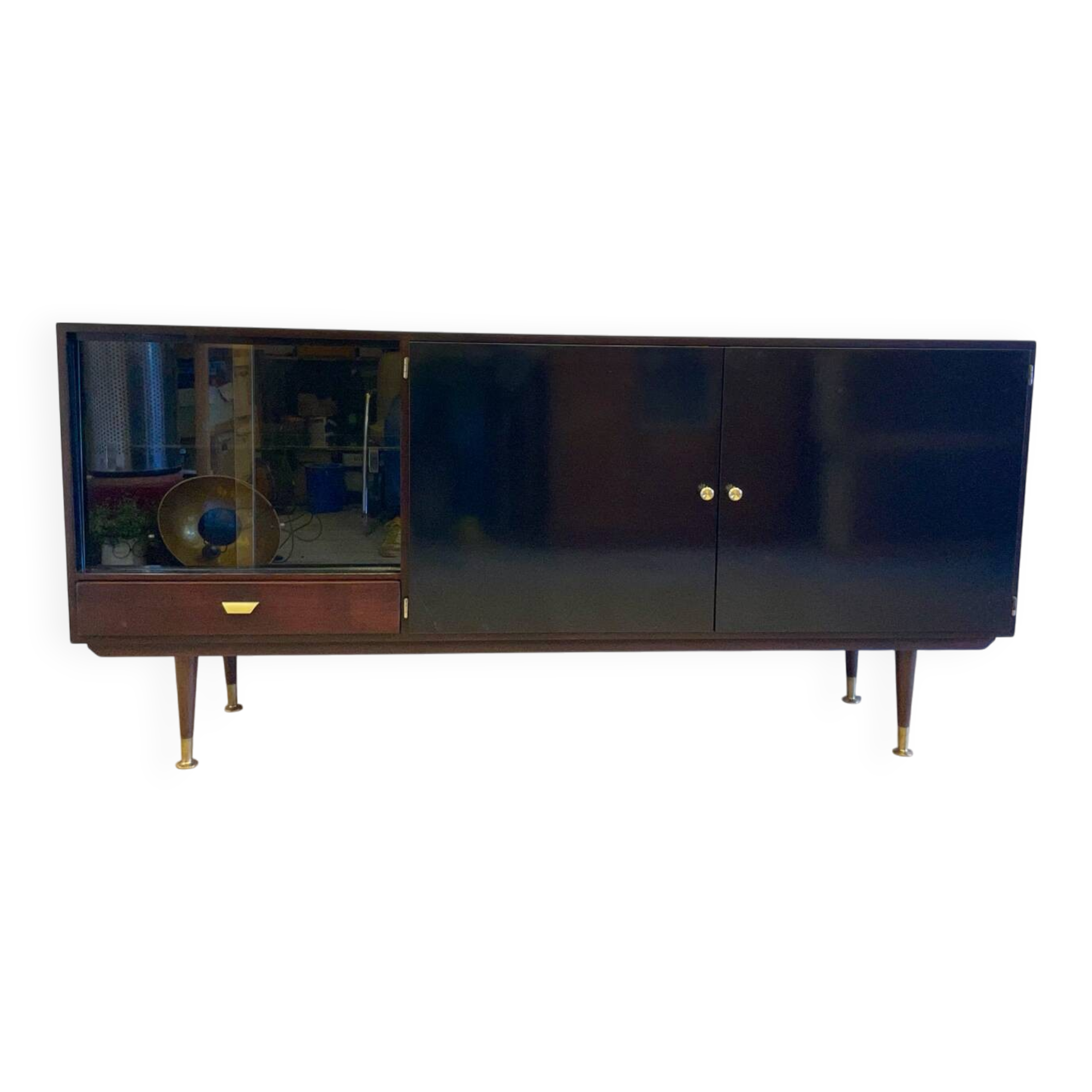 Vintage enfilade design 60s/70s – wood and black lacquer