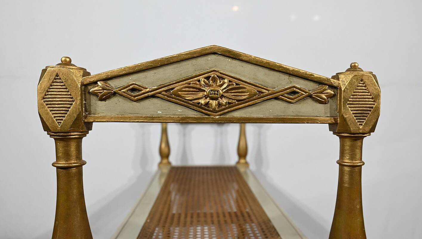 Golden and Grey-Green Wooden Bench, Directoire Style – Late 19th Century