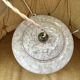Small white Clichy glass pendant light with red edging