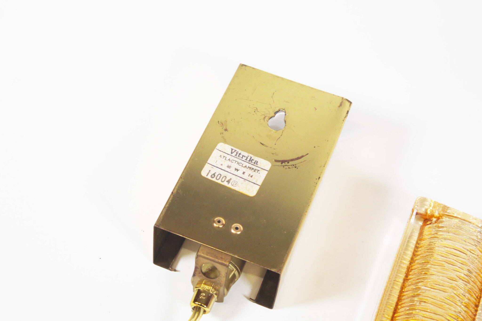 Brass & Amber glass glass wall lights by Vitrika – Model Atlactic