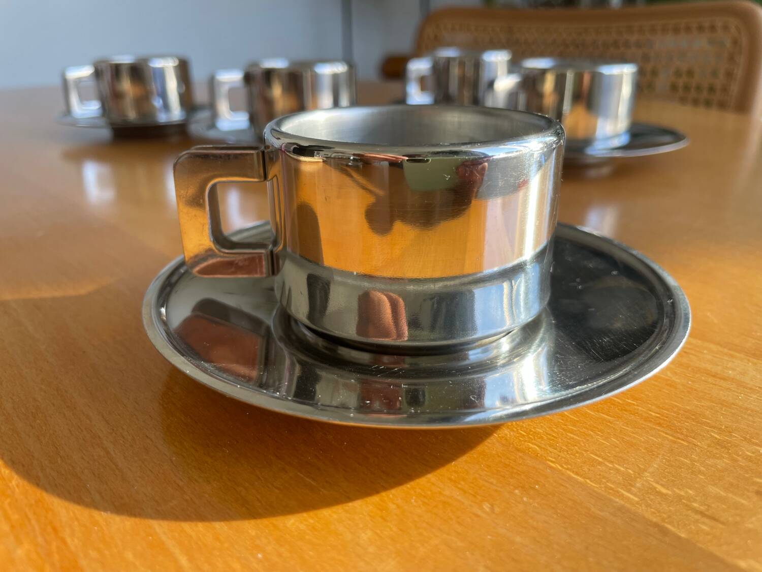 Casalinghi STO stainless steel cups, vintage 70s Italian design