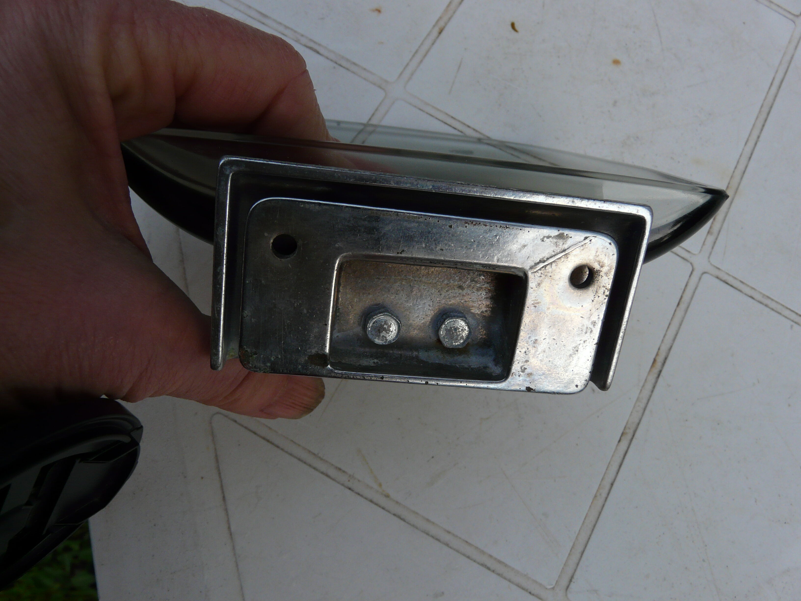 Chrome metal soap holder and smoked glass bathroom accessory