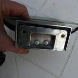 Chrome metal soap holder and smoked glass bathroom accessory