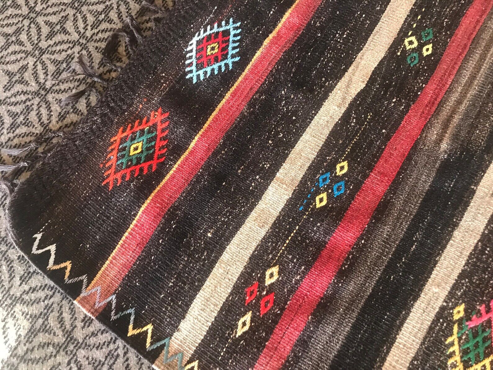 Vintage colorful rug, traditional handmade kilim 290 x 206 cm