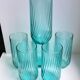 Set of 6 turquoise striped glasses 70s