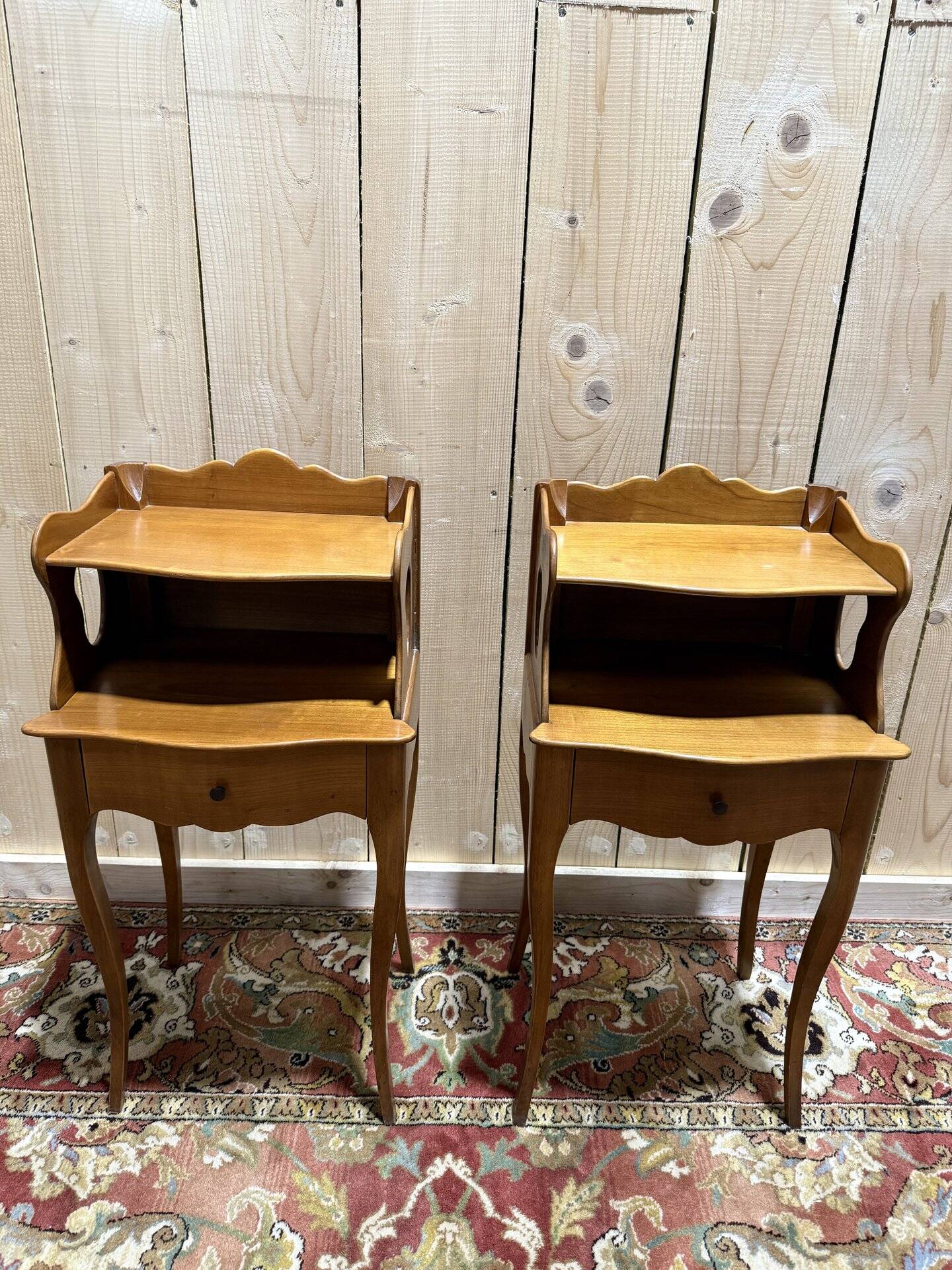 Pair of Louis XV style cherrywood bedside tables